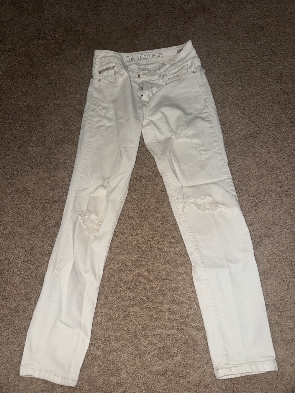 Calvin Klein Jeans White Ripped Skinny Jeans